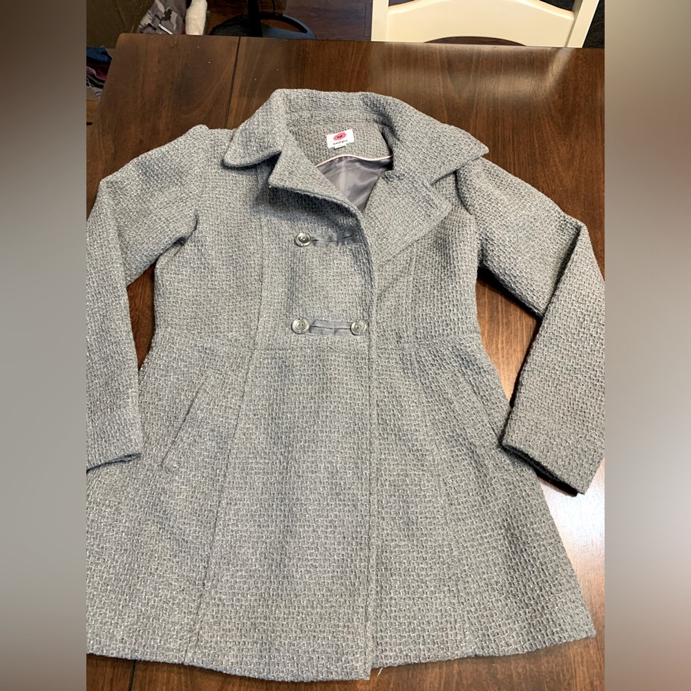 Total Girl Grey lightweight Coat with Silver threading throughout. Size 14/16